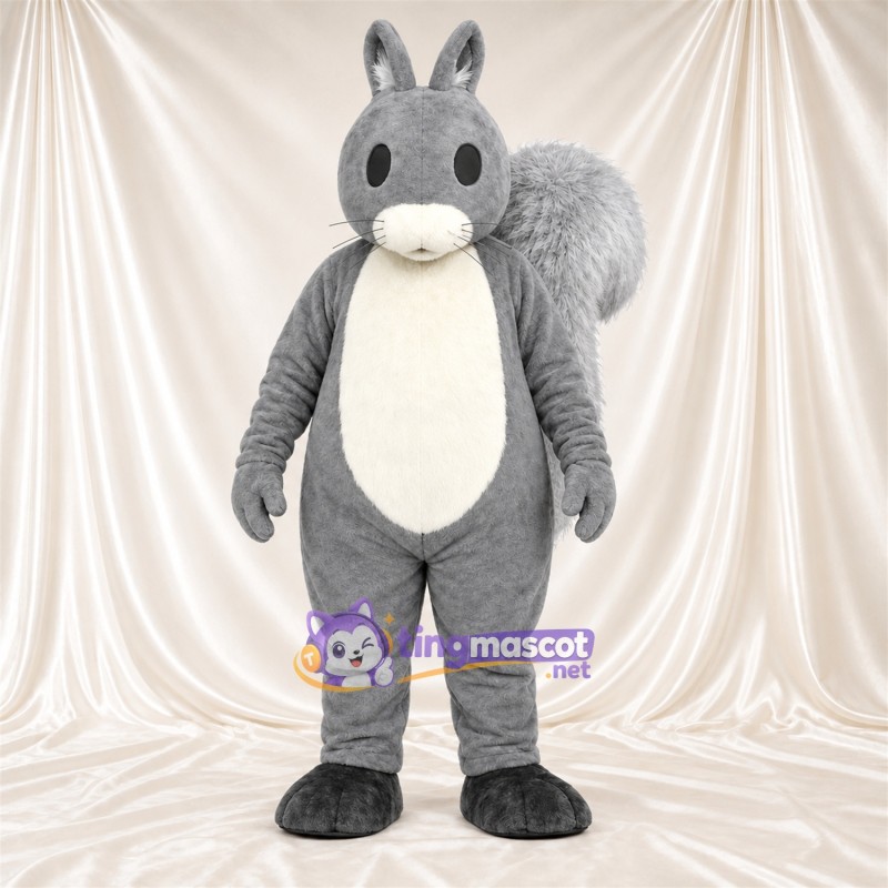 Costume de mascotte Écureuil – gris – Ventre (blanc) Costume de mascotte Écureuil – gris – Ventre (blanc)