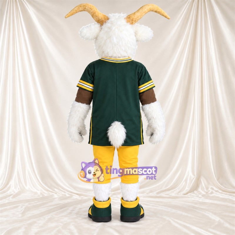 Costume de mascotte Chèvre – blanc – Maillot (vert); Pantalon (jaune) Costume de mascotte Chèvre – blanc – Maillot (vert); Pantalon (jaune)