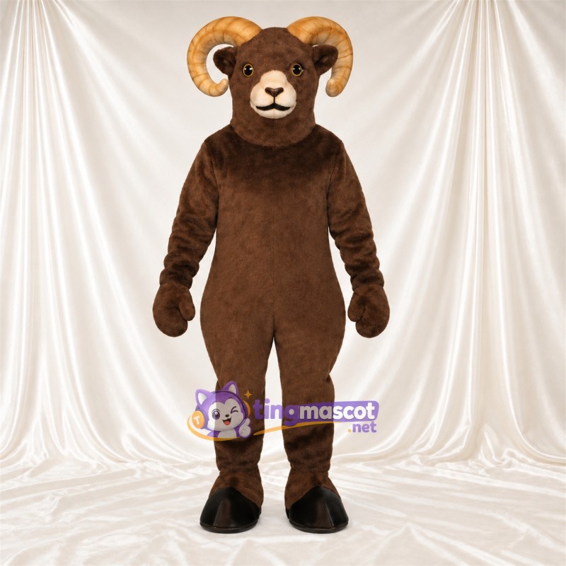 Costume de mascotte Bélier – marron – Sabots (noir) Costume de mascotte Bélier – marron – Sabots (noir)