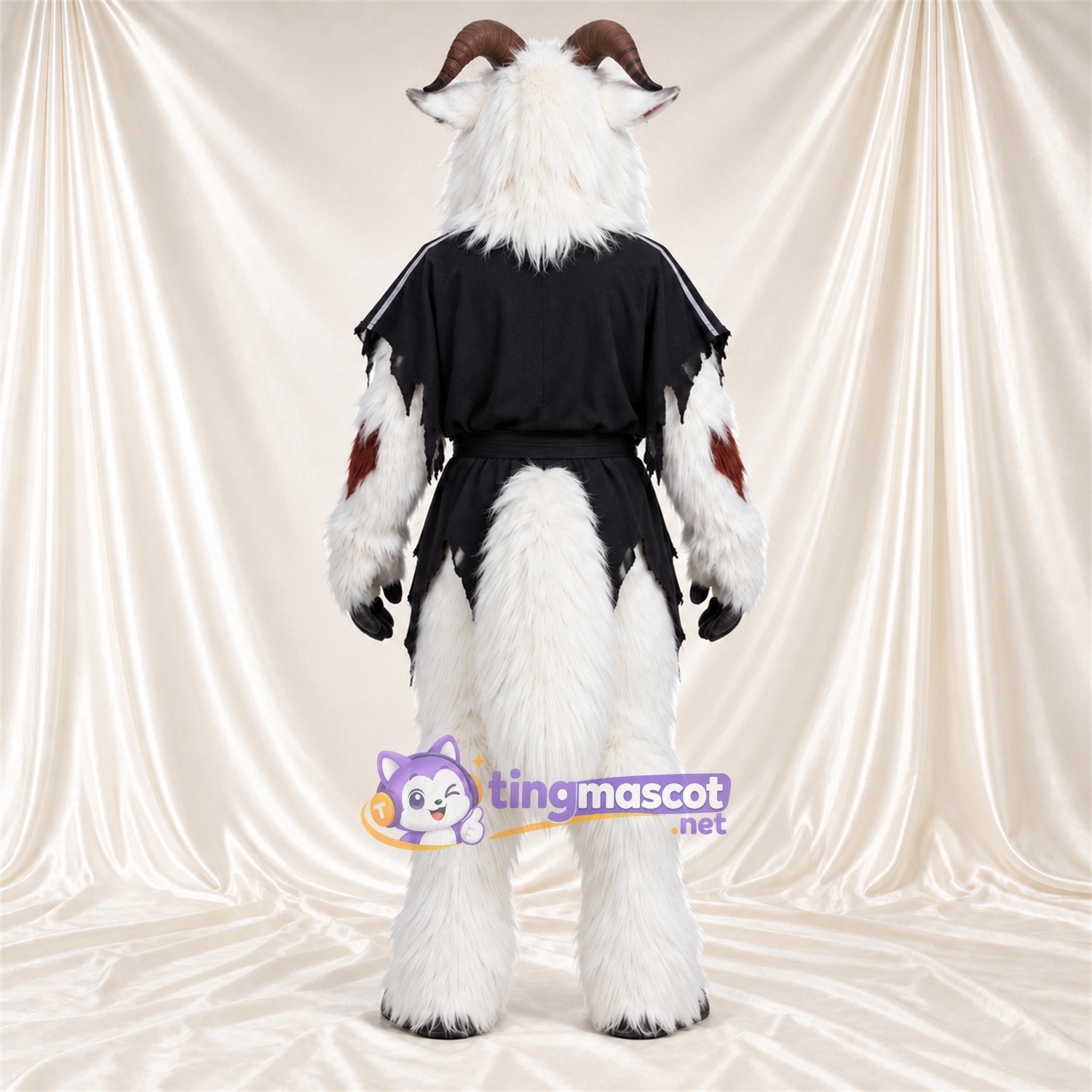 Costume de mascotte Chèvre – blanc – Tunique (noir) Costume de mascotte Chèvre – blanc – Tunique (noir)