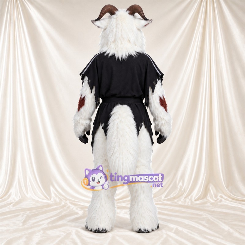 Costume de mascotte Chèvre – blanc – Tunique (noir) Costume de mascotte Chèvre – blanc – Tunique (noir)