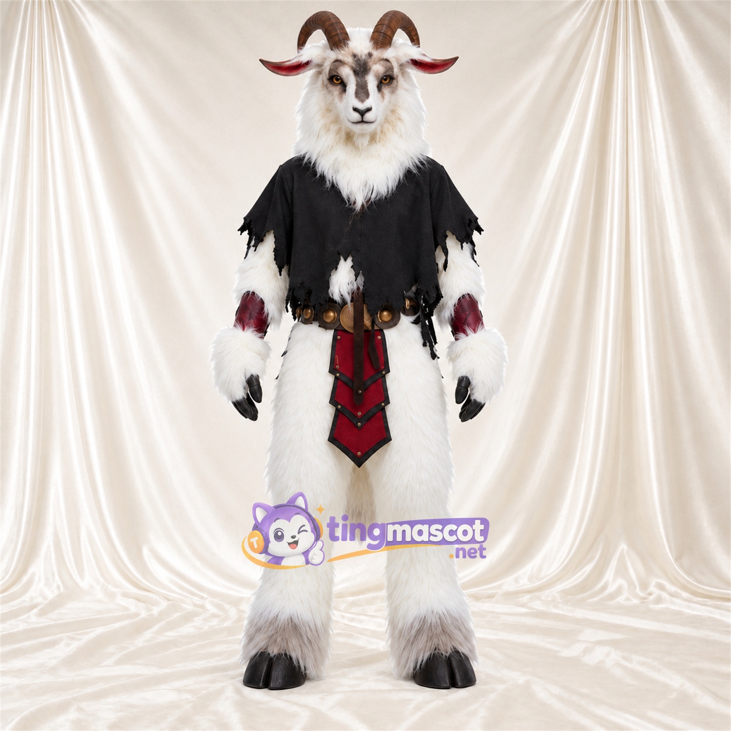Costume de mascotte Chèvre – blanc – Tunique (noir) Costume de mascotte Chèvre – blanc – Tunique (noir)