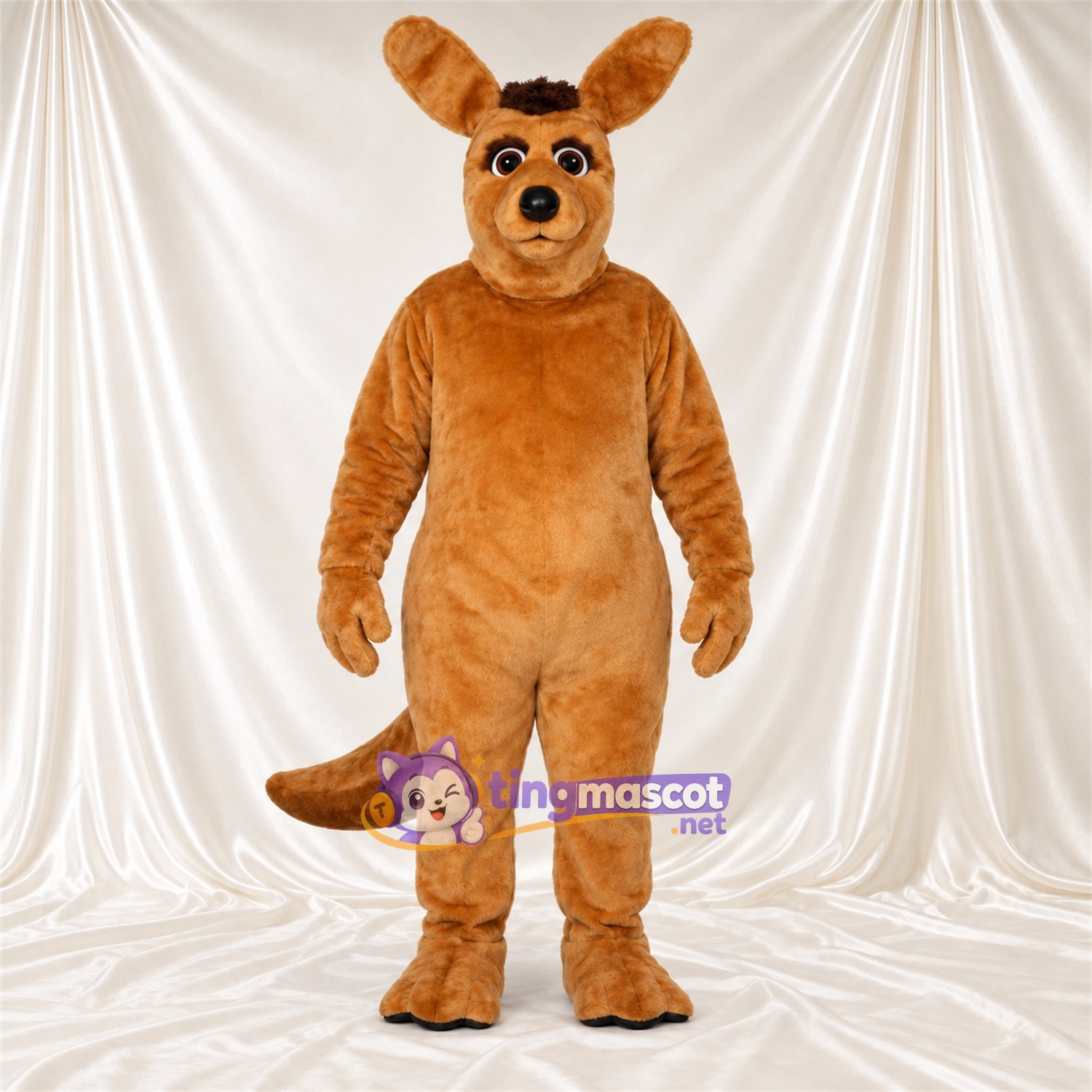 Costume de mascotte Kangourou – marron – Longue queue; Touffe sur la tête Costume de mascotte Kangourou – marron – Longue queue; Touffe sur la tête