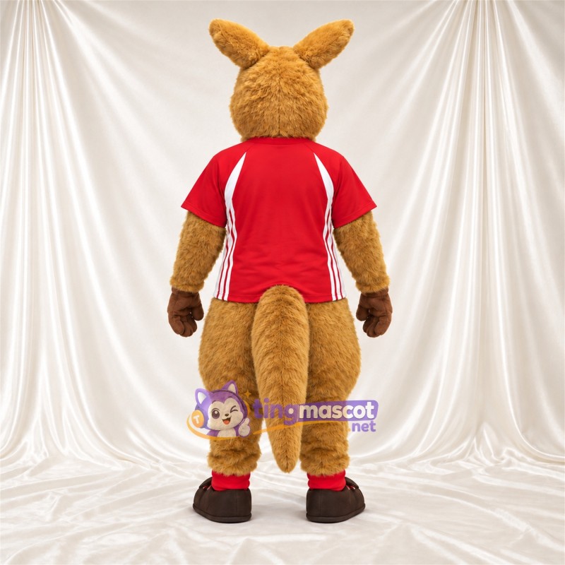 Brown Kangaroo Mascot Costume - Red Jersey Brown Kangaroo Mascot Costume - Red Jersey