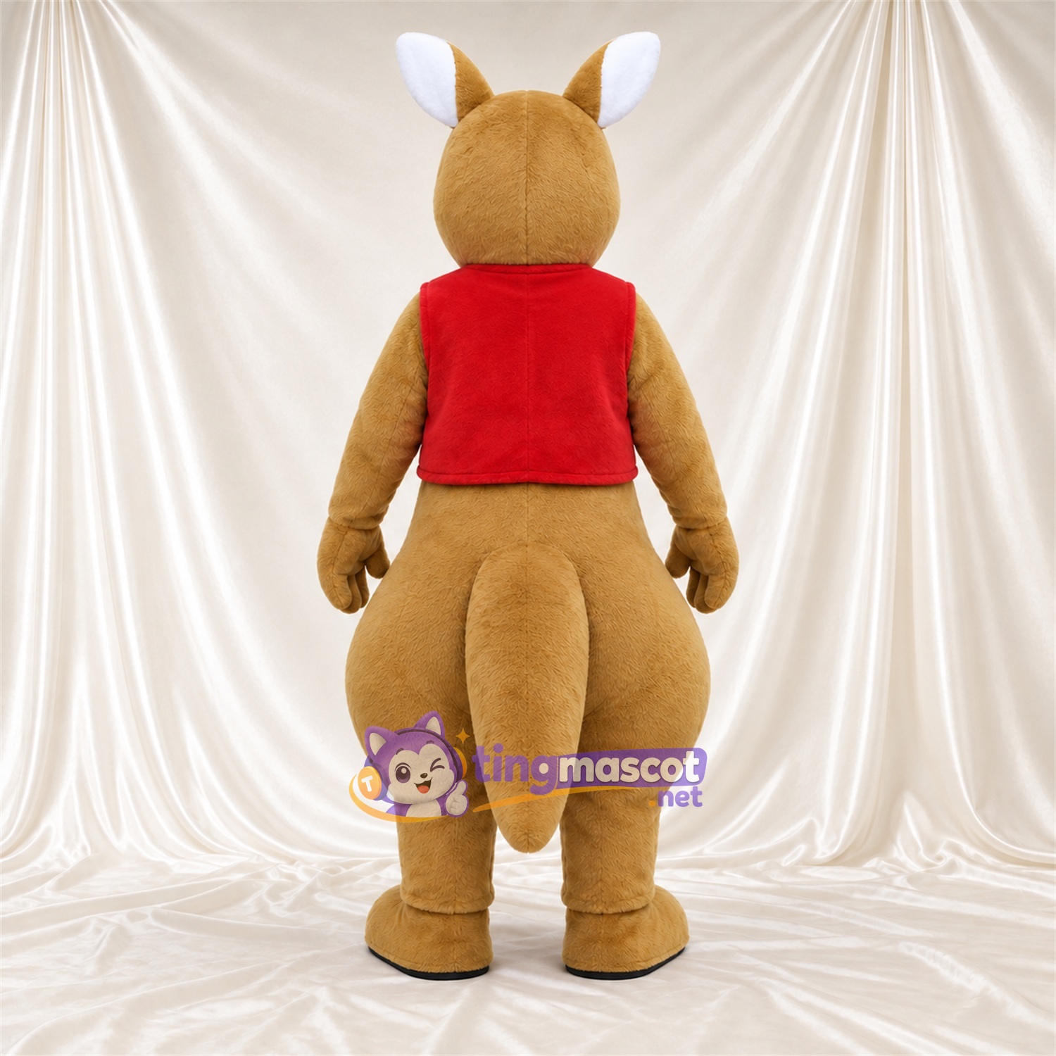 Costume de mascotte Kangourou – brun clair – Gilet (rouge) Costume de mascotte Kangourou – brun clair – Gilet (rouge)