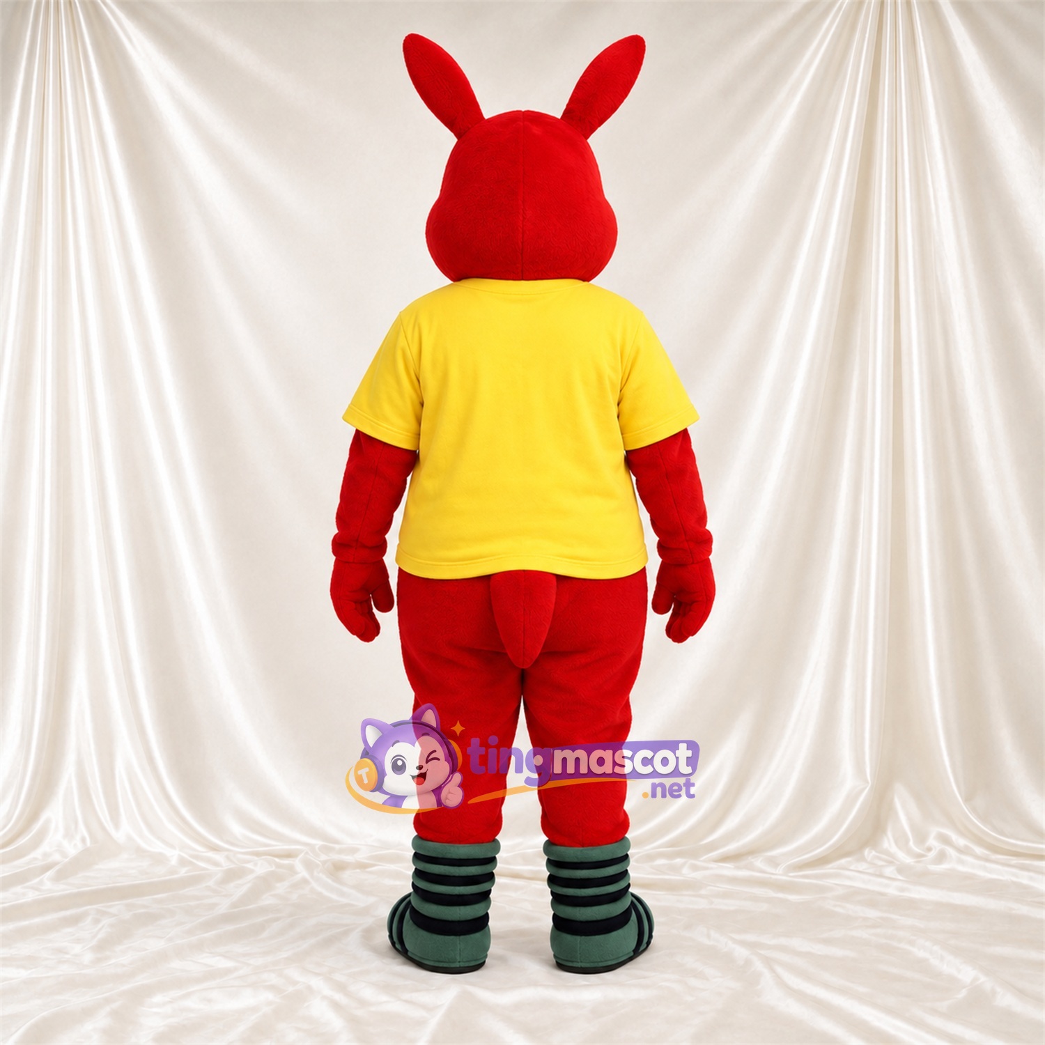 Maskottchenkostüm Hase – rot – T-Shirt (gelb) Maskottchenkostüm Hase – rot – T-Shirt (gelb)