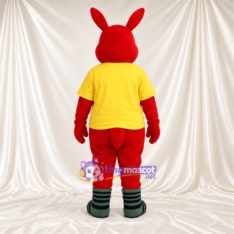 Maskottchenkostüm Hase – rot – T-Shirt (gelb) Maskottchenkostüm Hase – rot – T-Shirt (gelb)