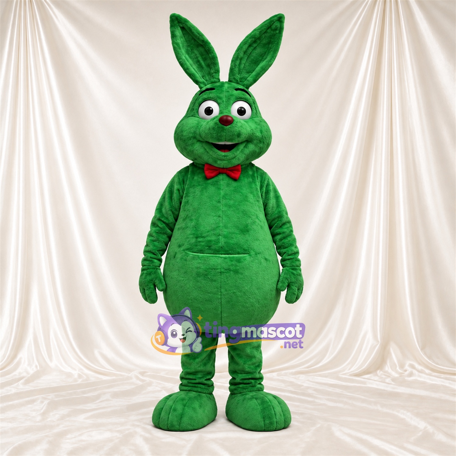 Costume de mascotte Lapin – vert – Nœud papillon (rouge) Costume de mascotte Lapin – vert – Nœud papillon (rouge)