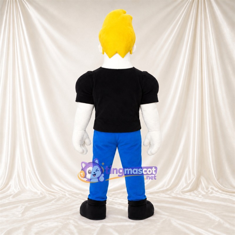Maskottchenkostüm Comic-Mann – schwarz / blau – Hemd (schwarz); Hose (blau) Maskottchenkostüm Comic-Mann – schwarz / blau – Hemd (schwarz); Hose (blau)