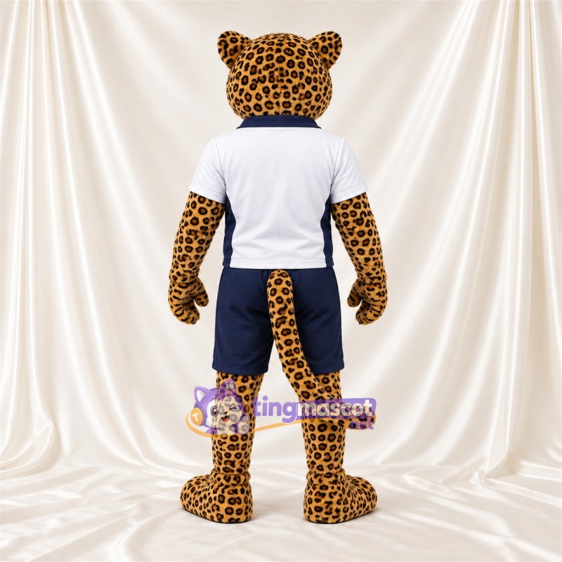 Costume de mascotte Léopard – jaune – Chemise (blanc); Short (noir) Costume de mascotte Léopard – jaune – Chemise (blanc); Short (noir)