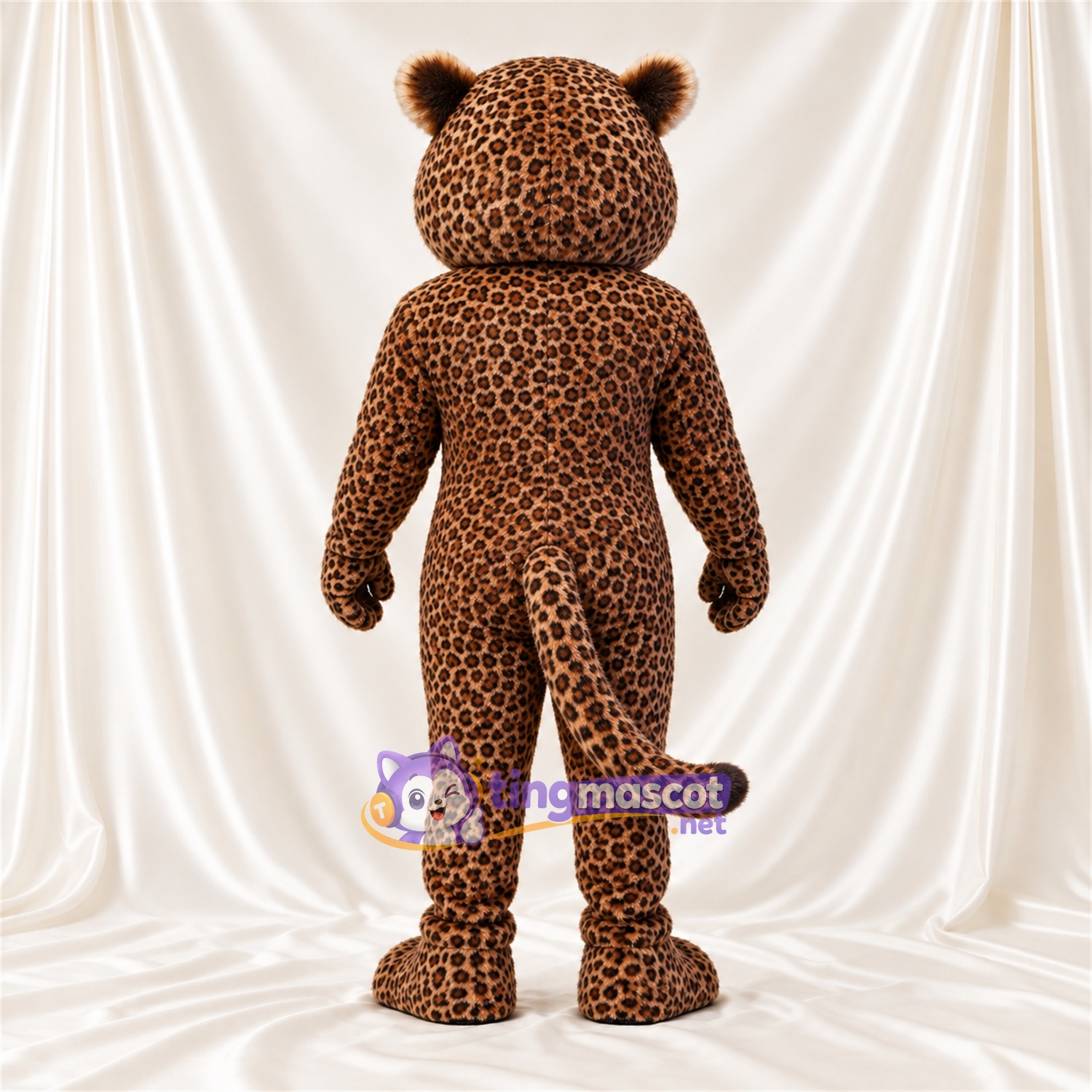 Costume de mascotte Léopard – marron – Sourire avec dents; Taches en rosettes Costume de mascotte Léopard – marron – Sourire avec dents; Taches en rosettes