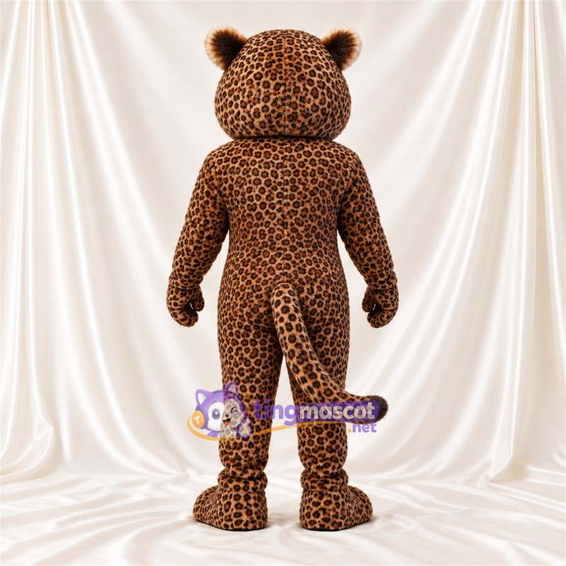 Costume de mascotte Léopard – marron – Sourire avec dents; Taches en rosettes Costume de mascotte Léopard – marron – Sourire avec dents; Taches en rosettes