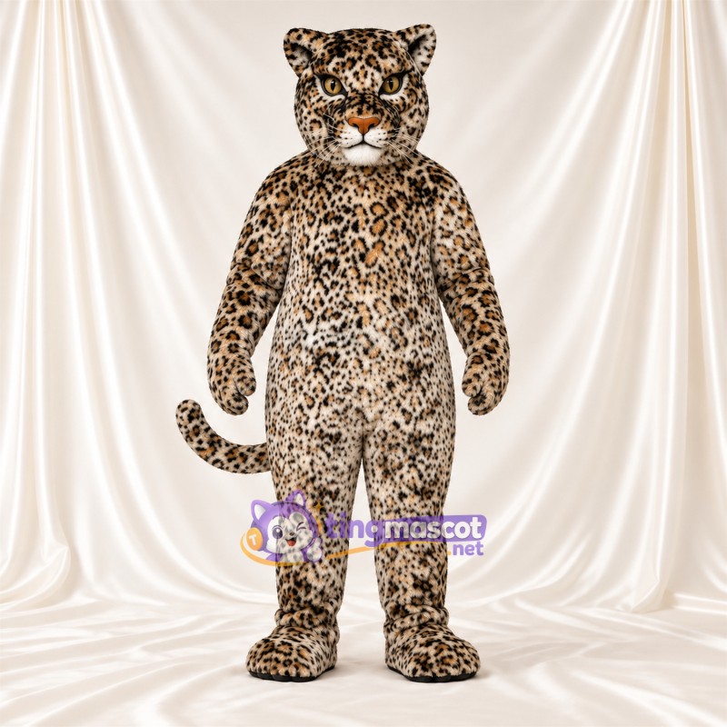 Costume de mascotte Léopard – brun clair – Longue queue; Taches en rosettes Costume de mascotte Léopard – brun clair – Longue queue; Taches en rosettes