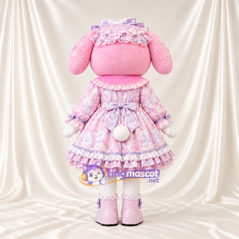 Costume de mascotte My Melody – rose / blanc – Robe; Nœud Costume de mascotte My Melody – rose / blanc – Robe; Nœud