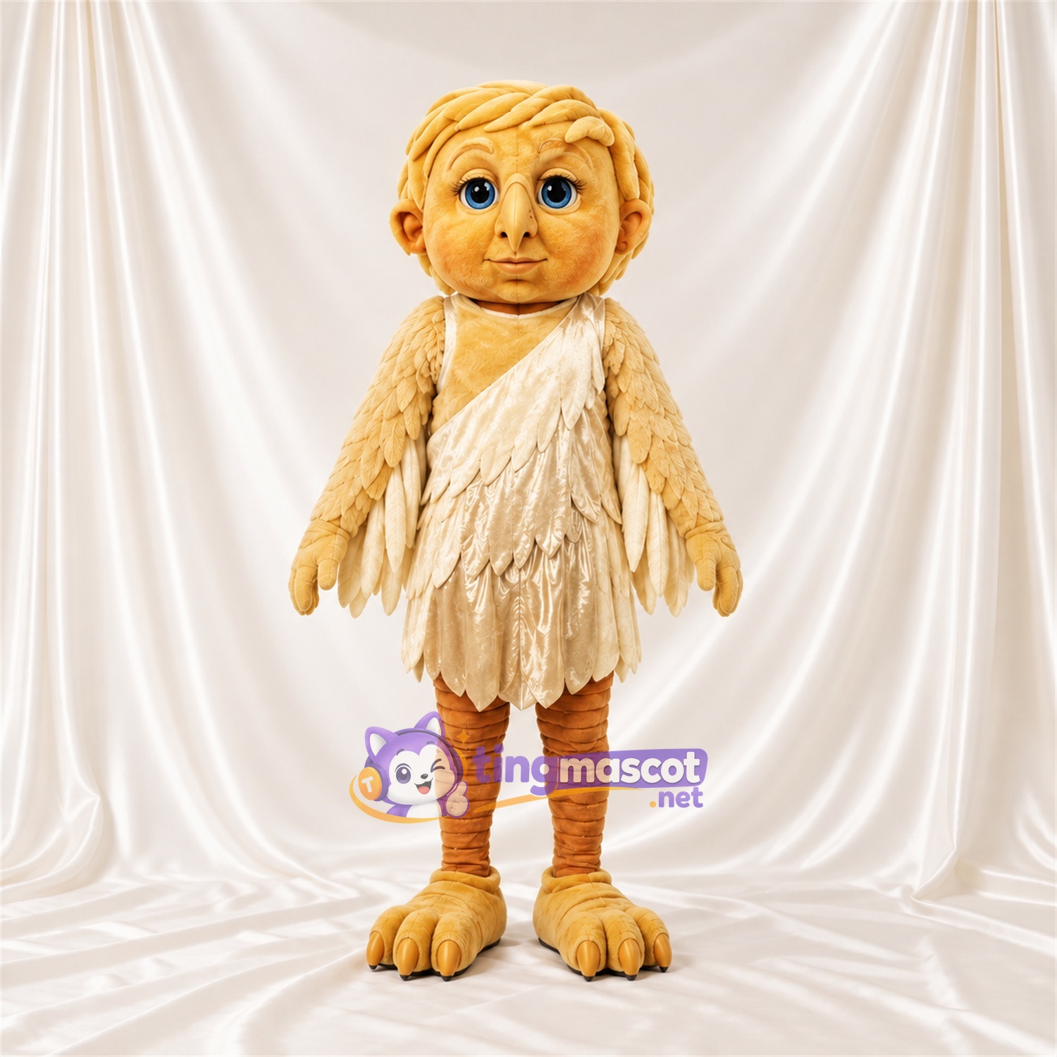 Beige Owl Mascot Costume Beige Owl Mascot Costume