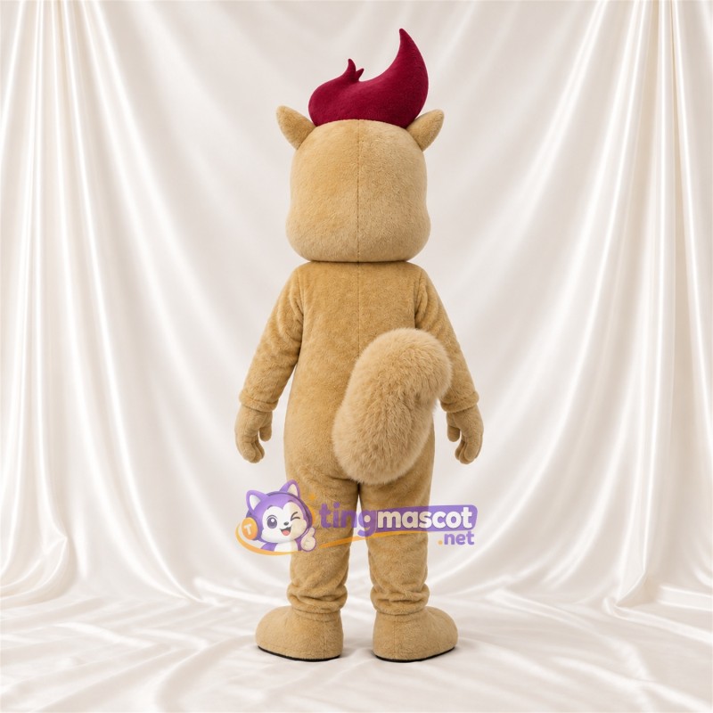Costume de mascotte Écureuil – brun clair – Touffe de cheveux (bordeaux foncé); Ventre (crème) Costume de mascotte Écureuil – brun clair – Touffe de cheveux (bordeaux foncé); Ventre (crème)