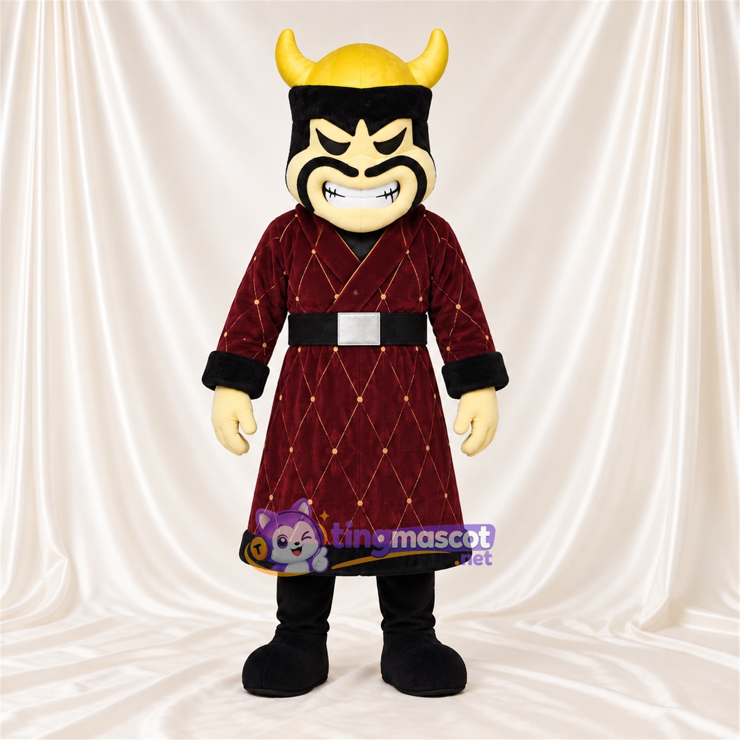 Costume de mascotte Samouraï – rouge / doré – Tunique longue (rouge); Casque (doré) Costume de mascotte Samouraï – rouge / doré – Tunique longue (rouge); Casque (doré)