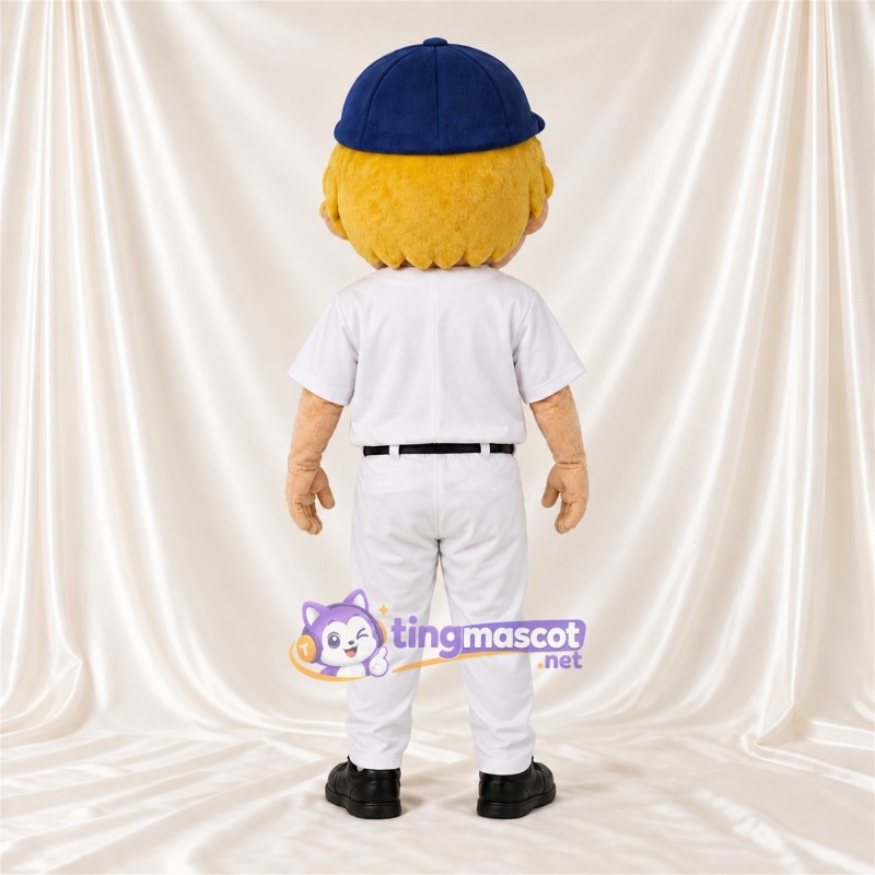 Maskottchenkostüm Baseballspieler – weiß / blau – Uniform (weiß); Kappe (blau) Maskottchenkostüm Baseballspieler – weiß / blau – Uniform (weiß); Kappe (blau)