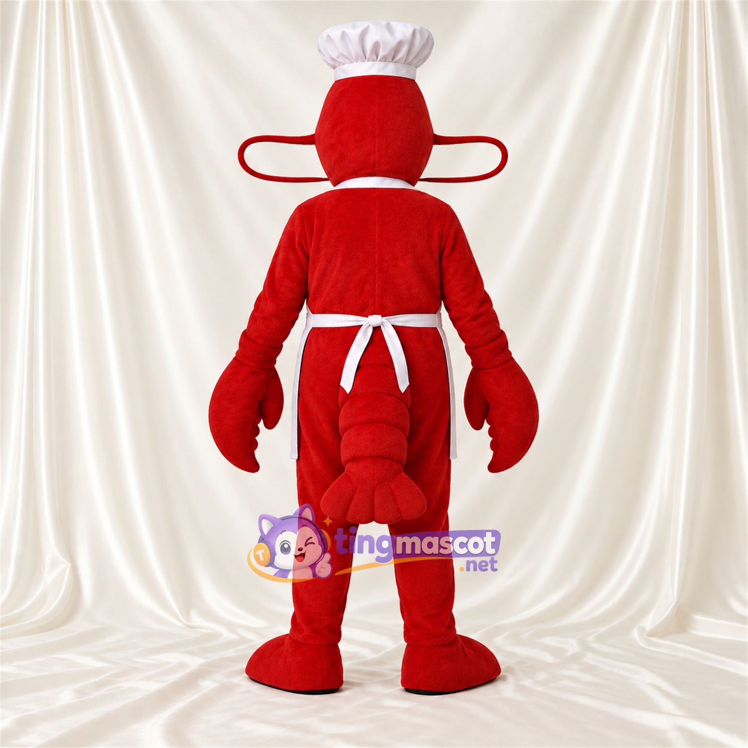 Costume de mascotte Homard cuisinier – rouge – Tablier (blanc) Costume de mascotte Homard cuisinier – rouge – Tablier (blanc)