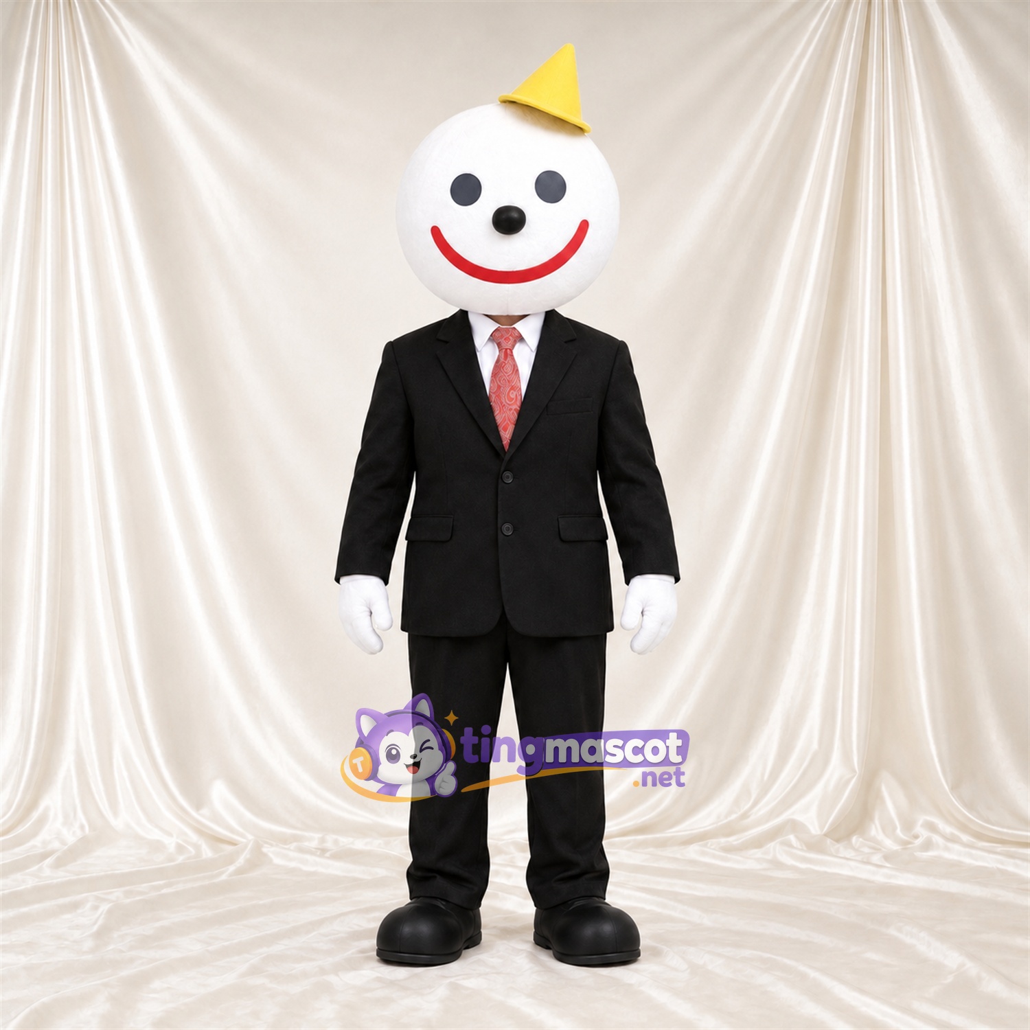 Maskottchenkostüm Clown – schwarz / gelb – Anzug (schwarz); Hut Maskottchenkostüm Clown – schwarz / gelb – Anzug (schwarz); Hut
