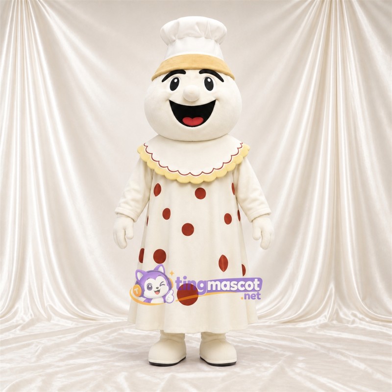 Maskottchenkostüm Clown – creme / rot – Outfit (creme); Punktmuster (rot) Maskottchenkostüm Clown – creme / rot – Outfit (creme); Punktmuster (rot)