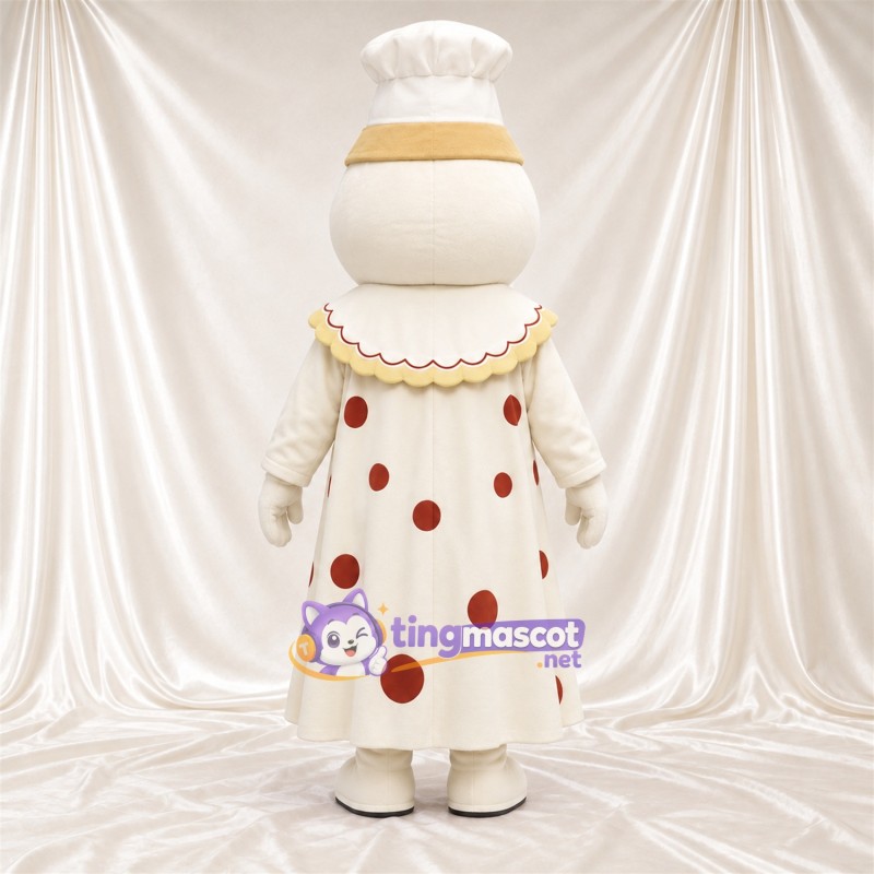Maskottchenkostüm Clown – creme / rot – Outfit (creme); Punktmuster (rot) Maskottchenkostüm Clown – creme / rot – Outfit (creme); Punktmuster (rot)