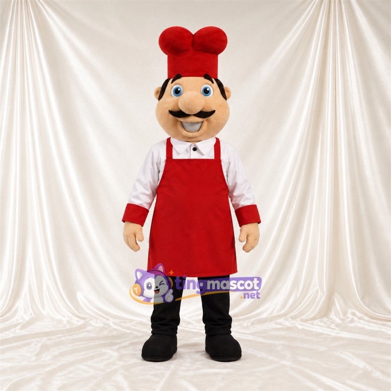 Costume de mascotte Chef cuisinier – rouge – Tablier (rouge); Chapeau