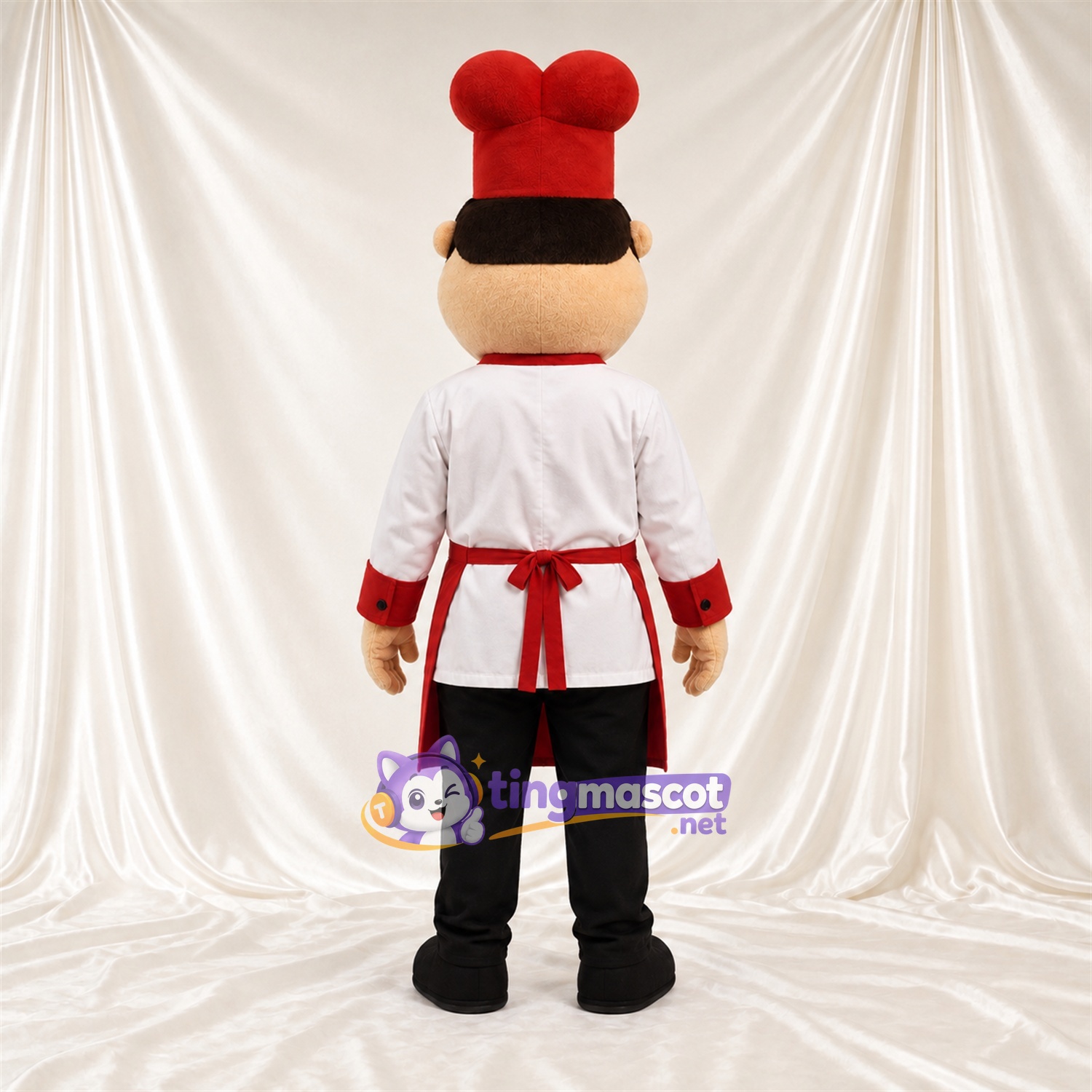 Costume de mascotte Chef cuisinier – rouge – Tablier (rouge); Chapeau Costume de mascotte Chef cuisinier – rouge – Tablier (rouge); Chapeau