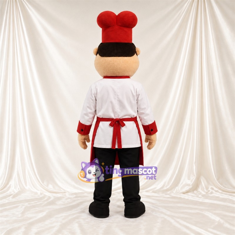 Costume de mascotte Chef cuisinier – rouge – Tablier (rouge); Chapeau Costume de mascotte Chef cuisinier – rouge – Tablier (rouge); Chapeau