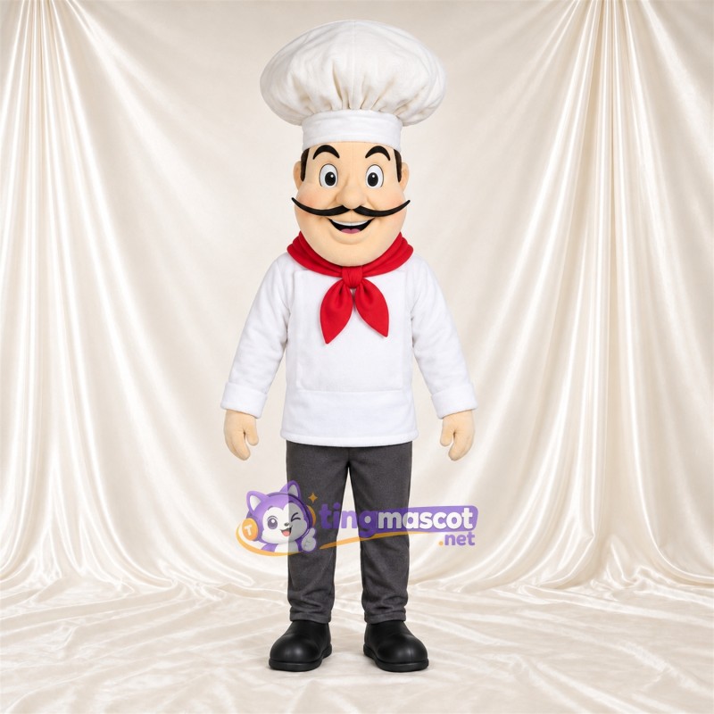 Costume de mascotte Chef cuisinier – blanc / rouge – Veste (blanc); Écharpe Costume de mascotte Chef cuisinier – blanc / rouge – Veste (blanc); Écharpe