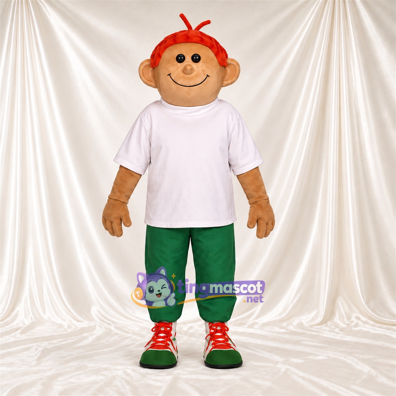 Maskottchenkostüm Comic-Junge – weiß / grün – Hemd (weiß); Hose (grün) Maskottchenkostüm Comic-Junge – weiß / grün – Hemd (weiß); Hose (grün)