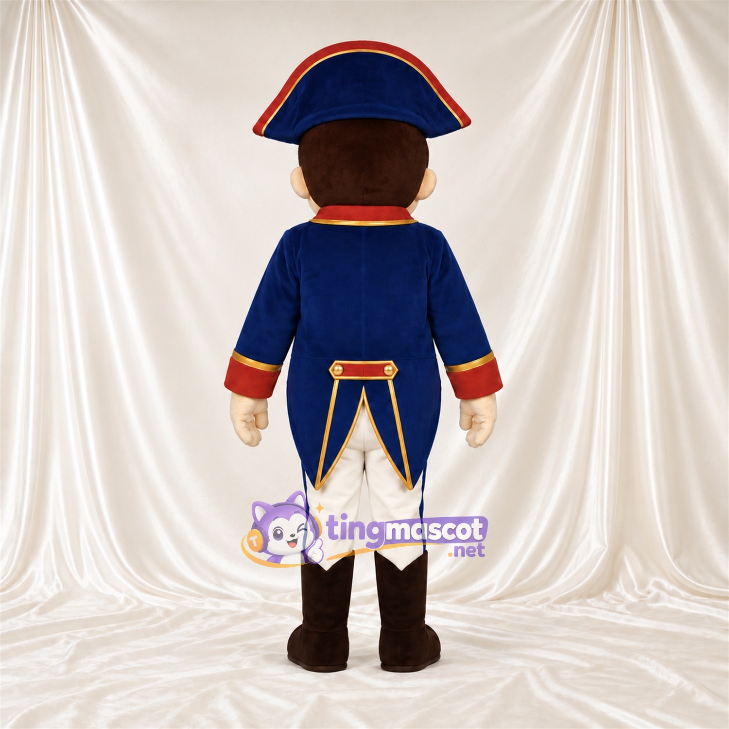 Maskottchenkostüm Patriot – blau / weiß / goldfarben – Mantel (blau); Hose (weiß) Maskottchenkostüm Patriot – blau / weiß / goldfarben – Mantel (blau); Hose (weiß)