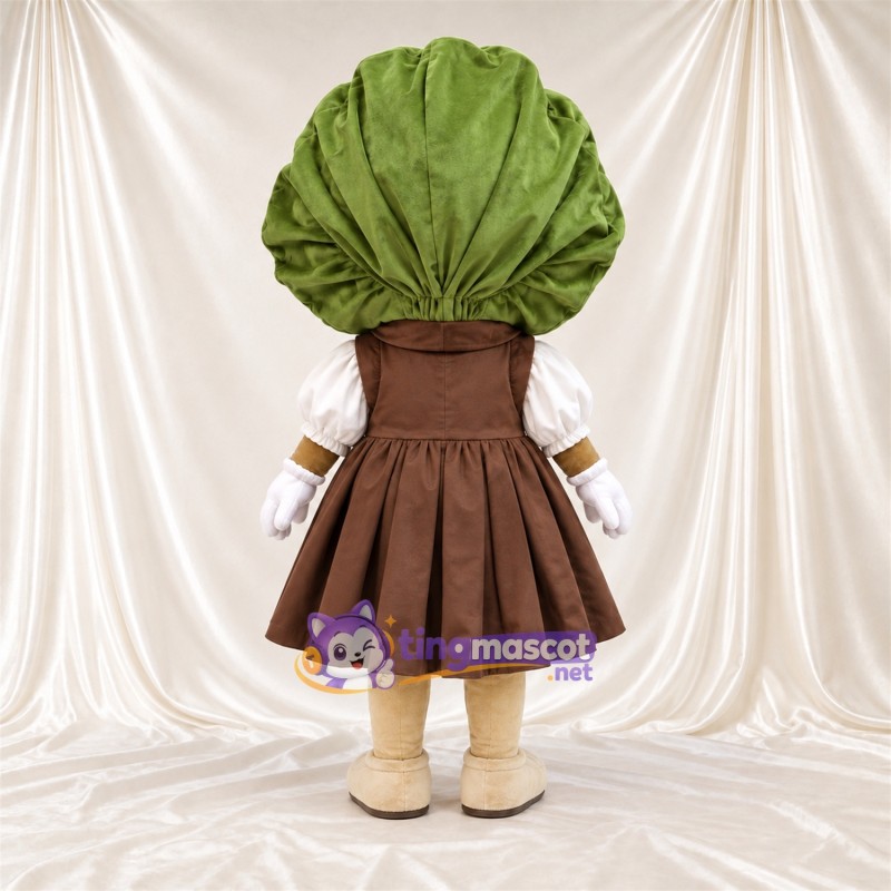 Costume de mascotte Chou – vert / marron – Robe (marron); Nœud Costume de mascotte Chou – vert / marron – Robe (marron); Nœud