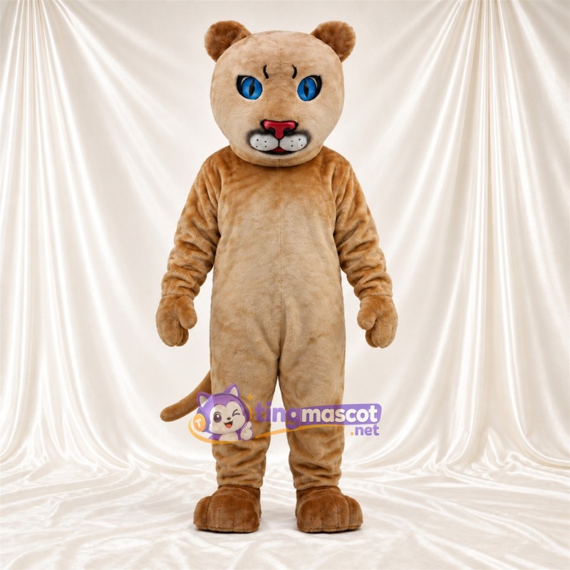 Costume de mascotte Chat – brun clair – Yeux (bleu); Grandes incisives Costume de mascotte Chat – brun clair – Yeux (bleu); Grandes incisives
