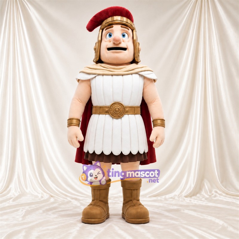 Maskottchenkostüm Römischer Soldat – creme / rot – Tunika (creme); Umhang (rot)