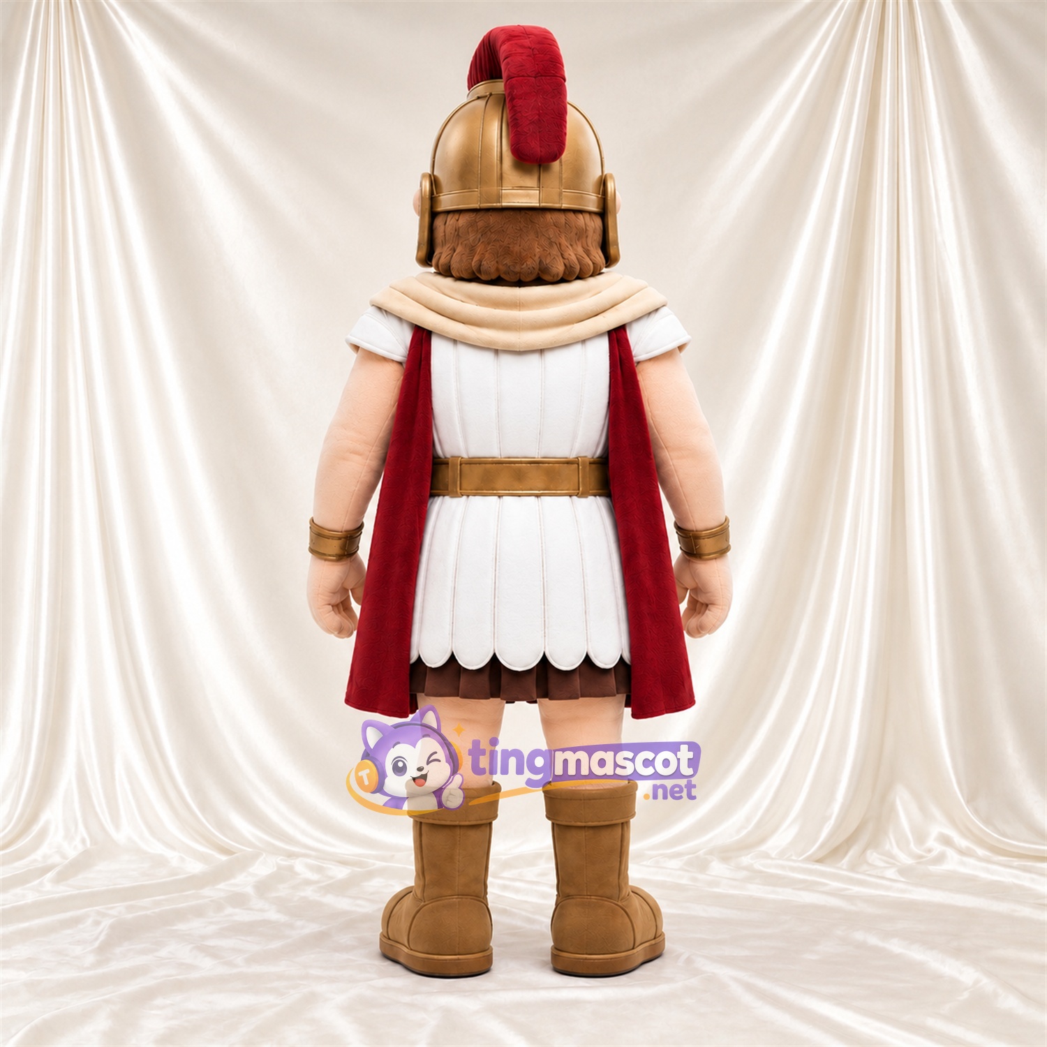 Maskottchenkostüm Römischer Soldat – creme / rot – Tunika (creme); Umhang (rot)