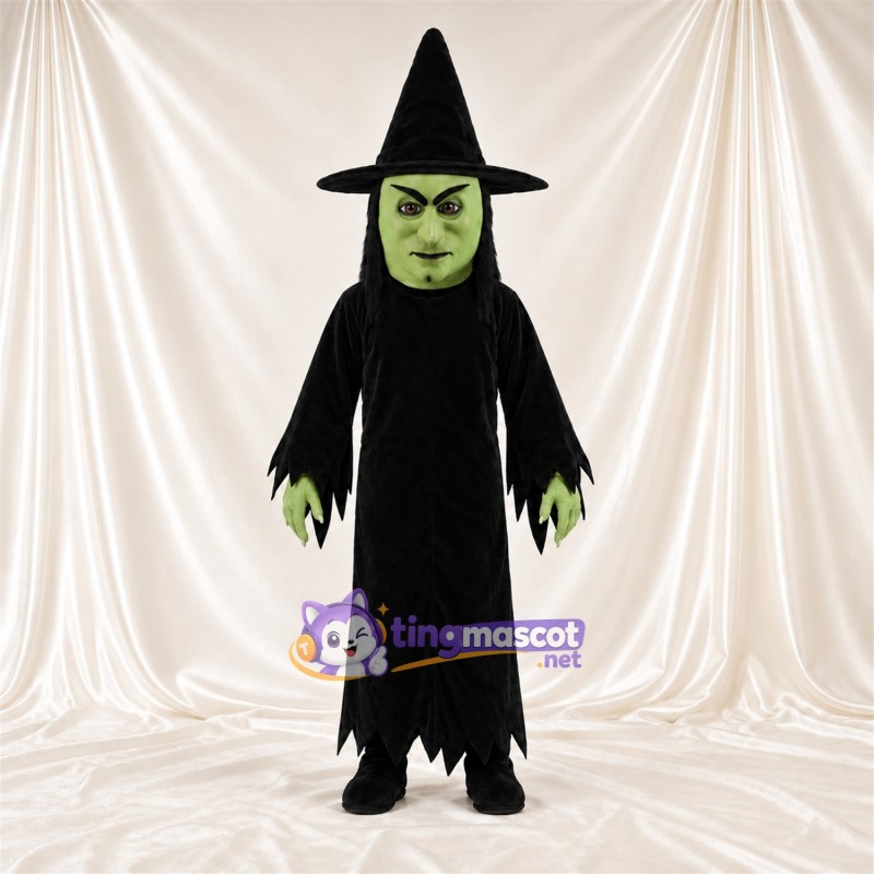 Maskottchenkostüm Hexe – grün / schwarz – Gesicht (grün); Outfit (schwarz) Maskottchenkostüm Hexe – grün / schwarz – Gesicht (grün); Outfit (schwarz)