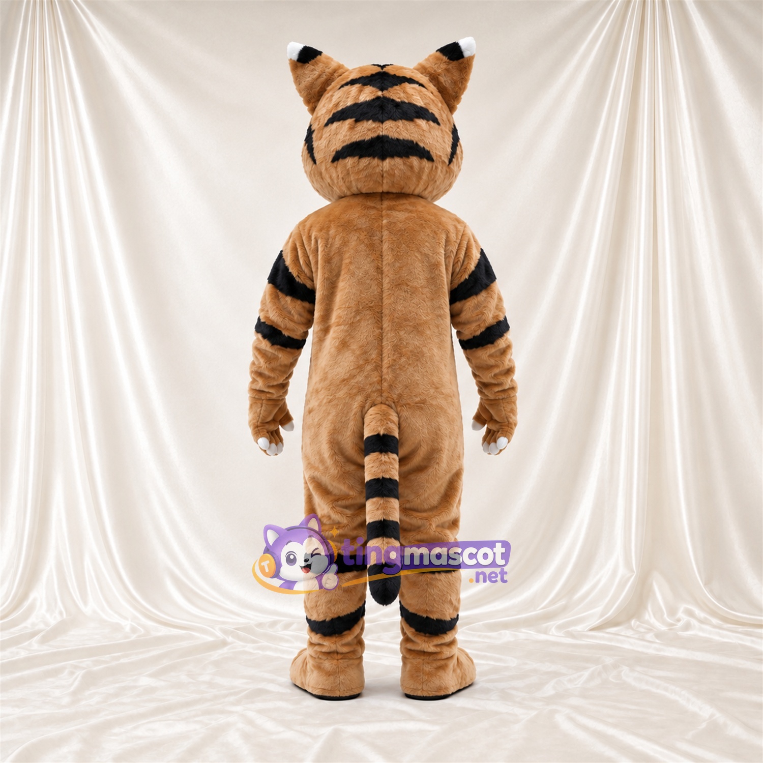 Costume de mascotte Tigre – marron – Griffes (blanc); Larges rayures Costume de mascotte Tigre – marron – Griffes (blanc); Larges rayures