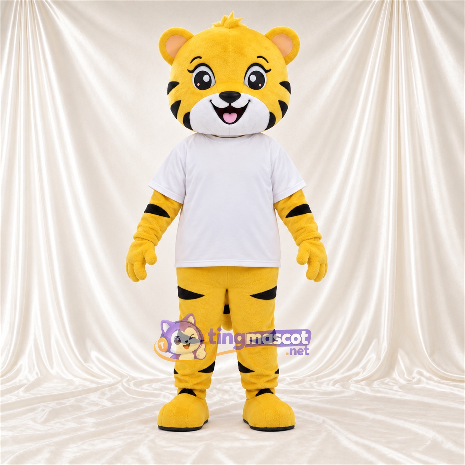 Costume de mascotte Tigre – jaune – T-shirt (blanc) Costume de mascotte Tigre – jaune – T-shirt (blanc)