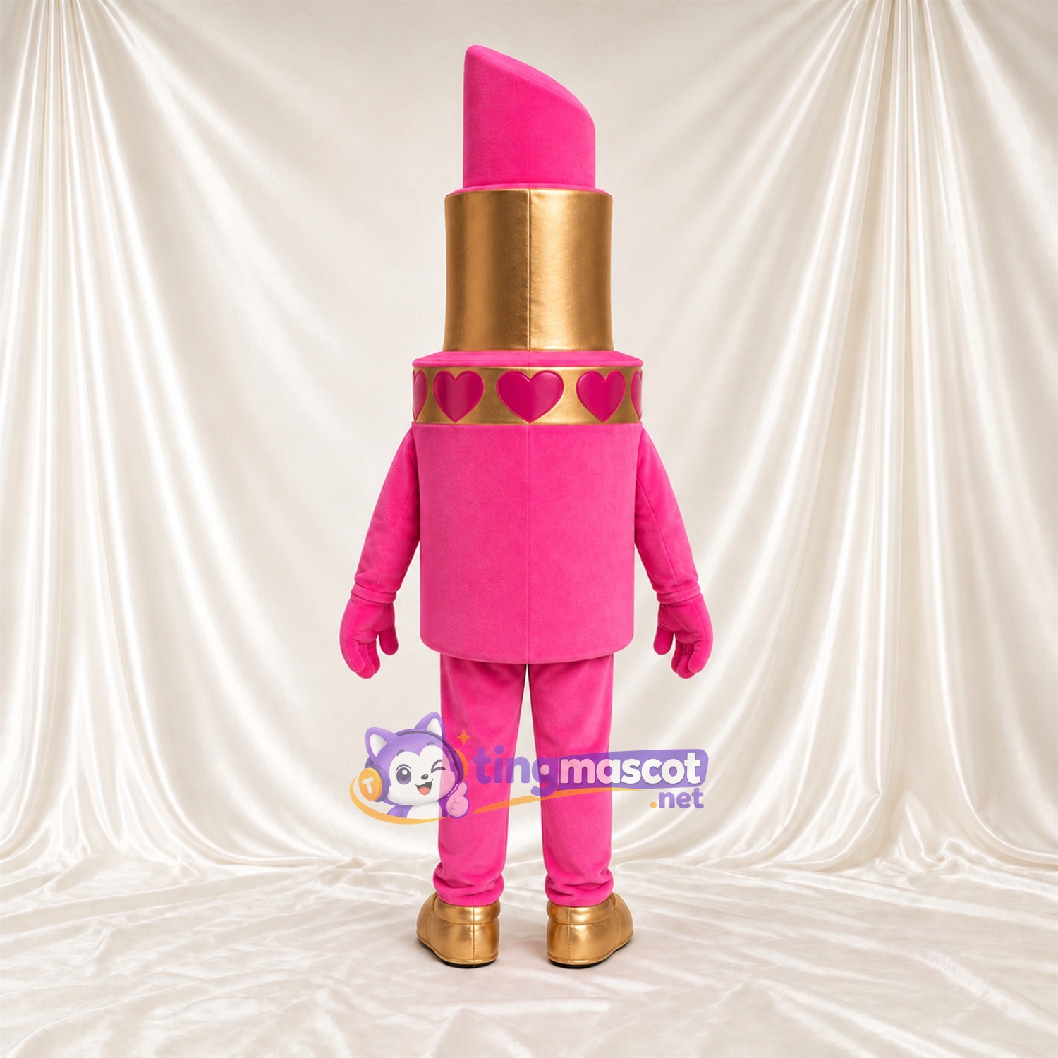 Pink Lipstick Mascot Costume - Gold Tube Pink Lipstick Mascot Costume - Gold Tube