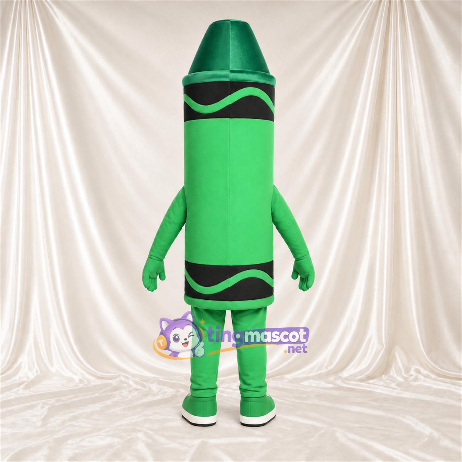 Costume de mascotte Crayon de cire – vert – Gants (vert); Tête Costume de mascotte Crayon de cire – vert – Gants (vert); Tête