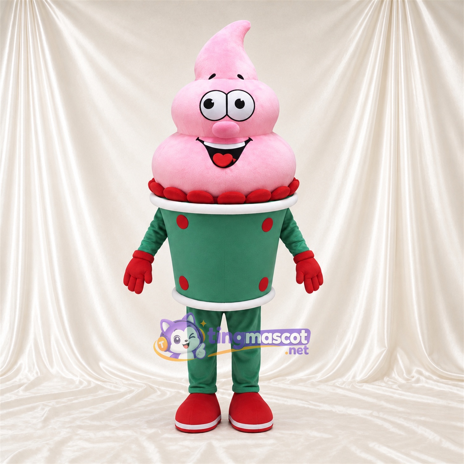 Maskottchenkostüm Eisbecher – rosa / grün Maskottchenkostüm Eisbecher – rosa / grün