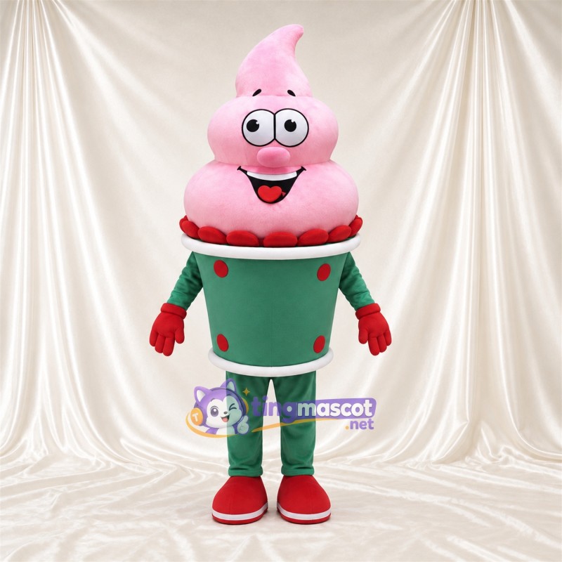 Maskottchenkostüm Eisbecher – rosa / grün Maskottchenkostüm Eisbecher – rosa / grün