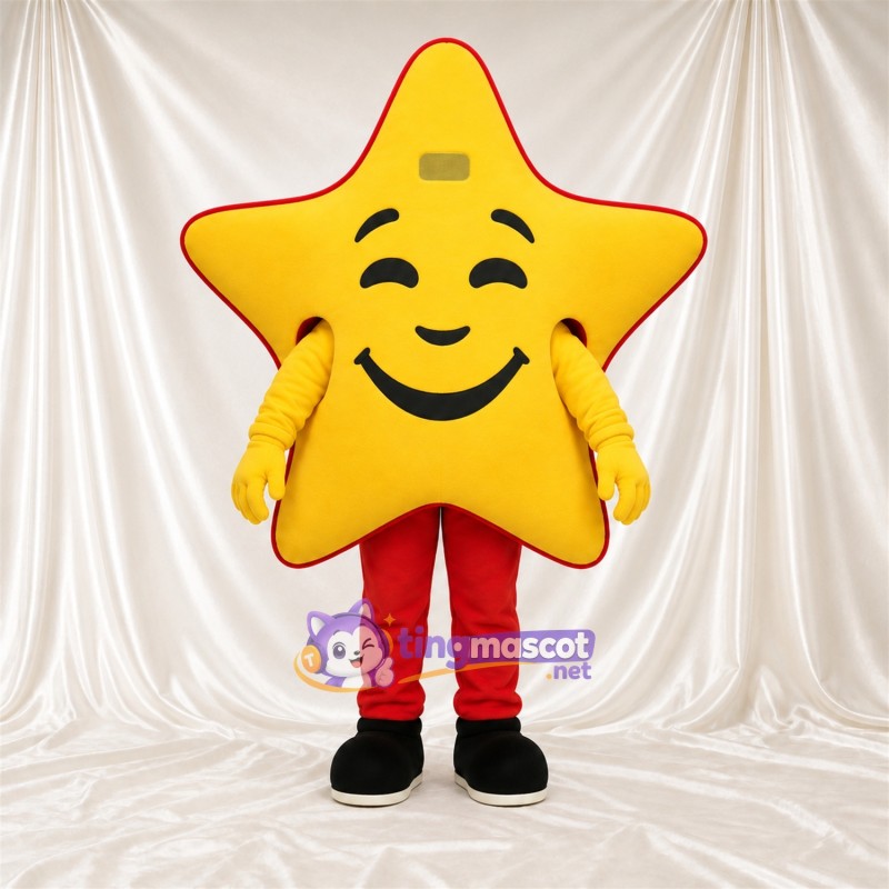 Costume de mascotte Étoile – jaune – Pantalon (rouge); Pieds (noir) Costume de mascotte Étoile – jaune – Pantalon (rouge); Pieds (noir)