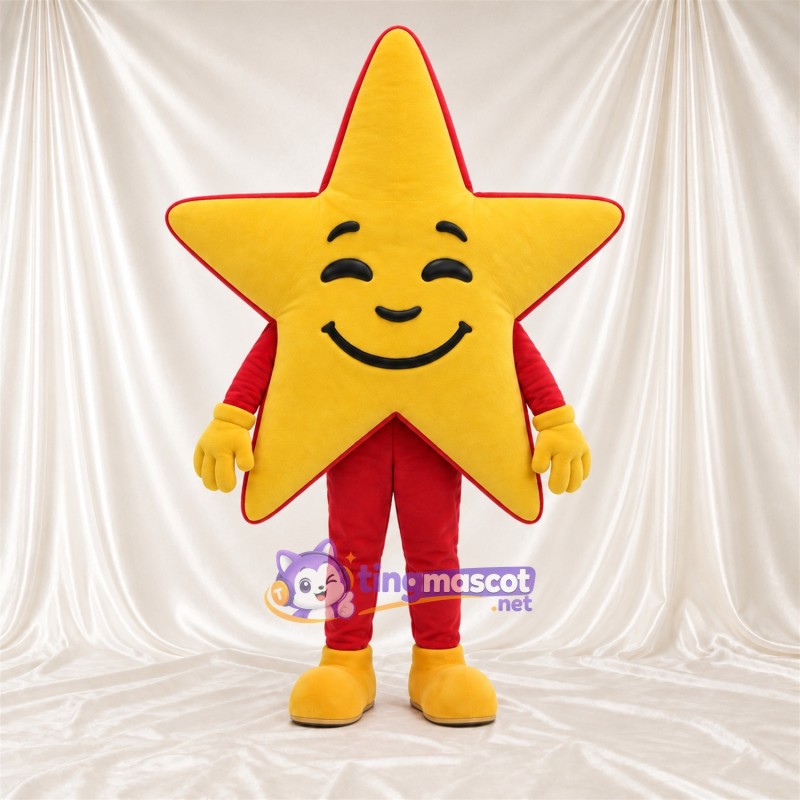 Costume de mascotte Étoile – jaune – Pantalon (rouge); Pieds (jaune) Costume de mascotte Étoile – jaune – Pantalon (rouge); Pieds (jaune)