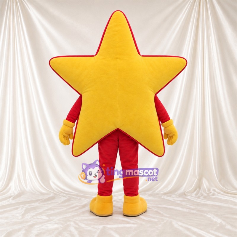 Costume de mascotte Étoile – jaune – Pantalon (rouge); Pieds (jaune) Costume de mascotte Étoile – jaune – Pantalon (rouge); Pieds (jaune)