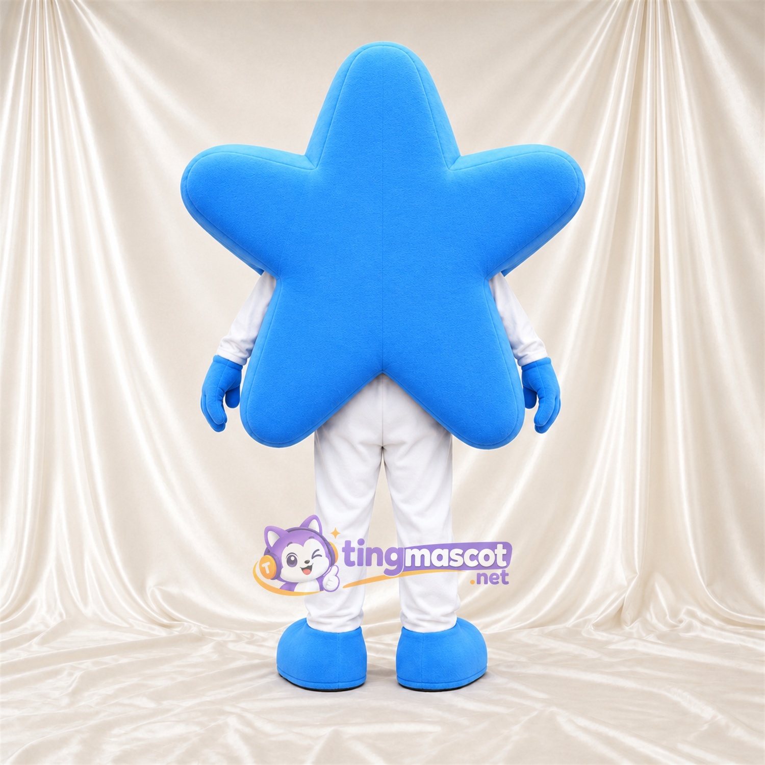 Costume de mascotte Étoile – bleu – Gants (bleu); Pantalon (blanc) Costume de mascotte Étoile – bleu – Gants (bleu); Pantalon (blanc)