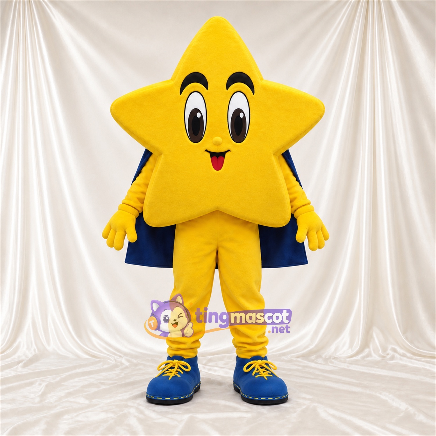 Costume de mascotte Étoile – jaune – Cape (bleu) Costume de mascotte Étoile – jaune – Cape (bleu)