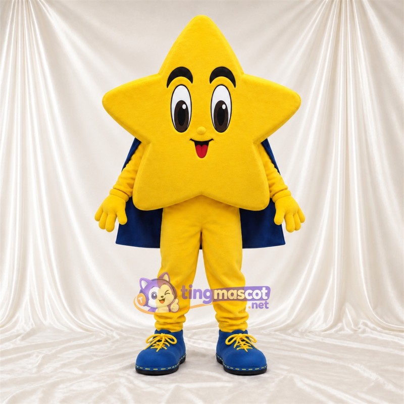 Costume de mascotte Étoile – jaune – Cape (bleu) Costume de mascotte Étoile – jaune – Cape (bleu)