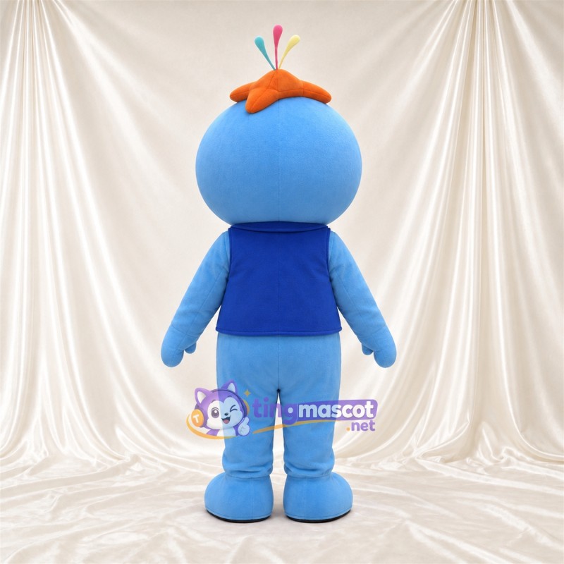 Blue Alien Mascot Costume - Orange Star Hat Blue Alien Mascot Costume - Orange Star Hat